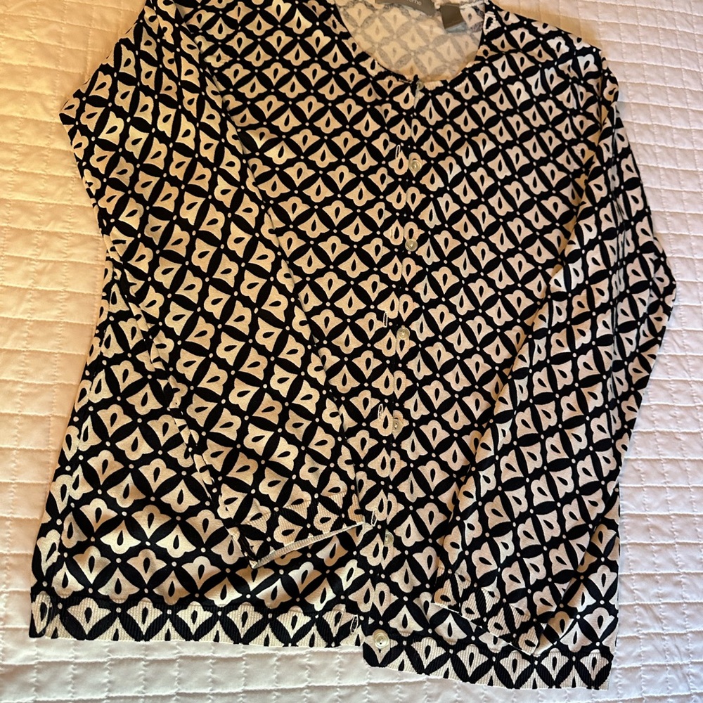 Navy and White Patterned Women's cardigan